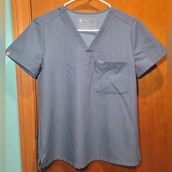 Figs Catarina Scrub Top XS Heather Denim - Picture 6 of 8